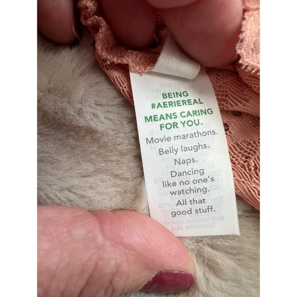 Aerie Real Good XL Lace Strappy Bralette Top In Peach Pink - Picture 4 of 6